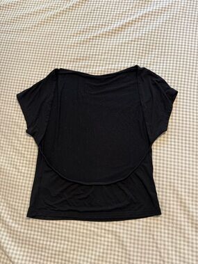SHEIN Black Short Sleeve Scoop Back Tee